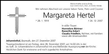 Anzeige von Margareta Hertel von MGO