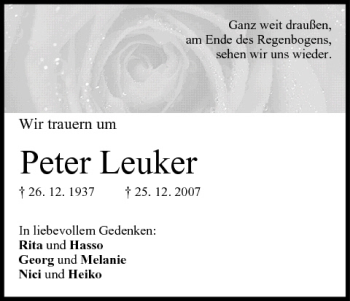 Anzeige von Peter Leuker von MGO