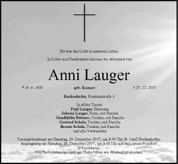 Anzeige von Anni Lauger von MGO