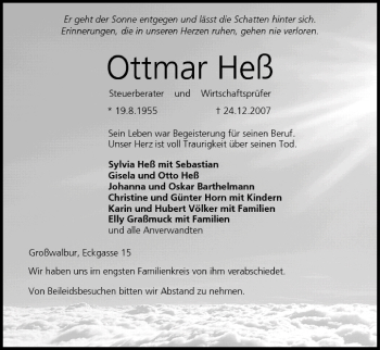 Anzeige von Ottmar Heß von MGO