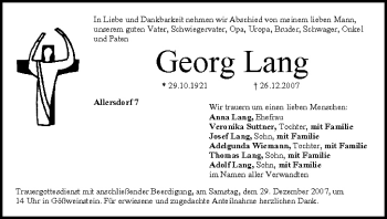 Anzeige von Georg Lang von MGO