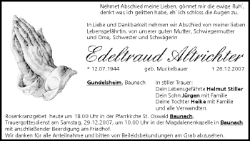 Anzeige von Edeltraud Altrichter von MGO