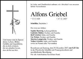 Anzeige von Alfons Griebel von MGO