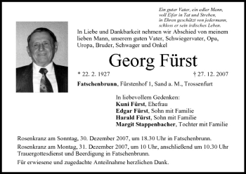 Anzeige von Georg Fürst von MGO