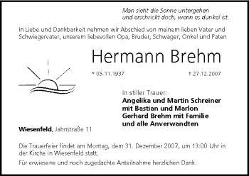 Anzeige von Hermann Brehm von MGO