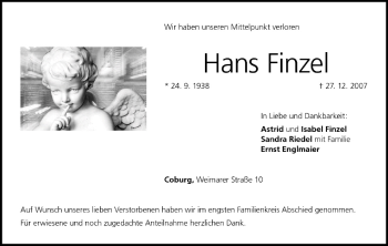 Anzeige von Hans Finzel von MGO