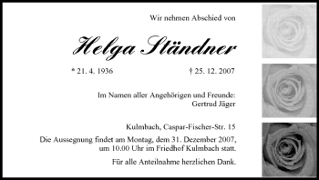 Anzeige von Helga Ständner von MGO