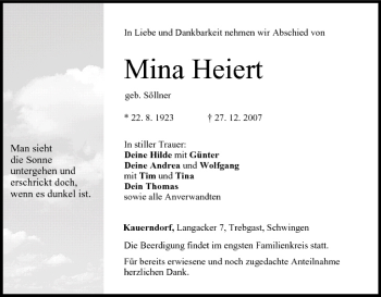 Anzeige von Mina Heiert von MGO