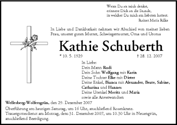 Anzeige von Kathie Schubert von MGO