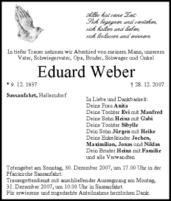 Anzeige von Eduard Weber von MGO
