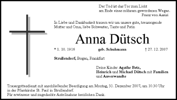 Anzeige von Anna Dütsch von MGO