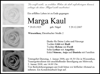 Anzeige von Marga Kaul von MGO