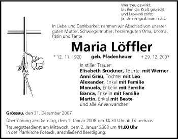 Anzeige von Maria Löffler von MGO