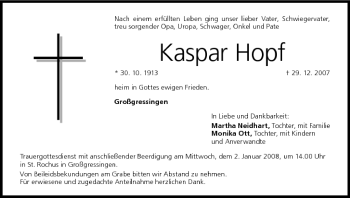 Anzeige von Kaspar Hopf von MGO