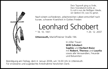Anzeige von Leonhard Schobert von MGO