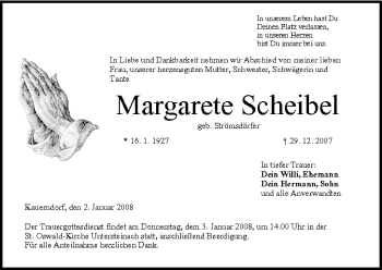 Anzeige von Margarete Scheibel von MGO