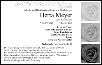 Anzeige von Herta Meyer von MGO