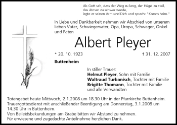 Anzeige von Albert Pleyer von MGO
