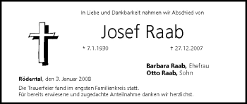 Anzeige von Josef Raab von MGO