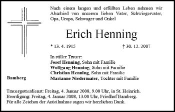 Anzeige von Erich Henning von MGO