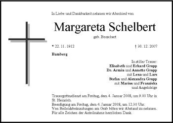 Anzeige von Margareta Schelbert von MGO