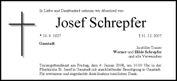 Anzeige von Josef Schrepfer von MGO