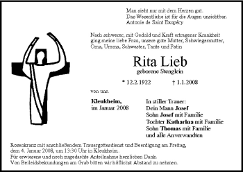 Anzeige von Rita Lieb von MGO