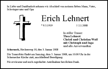 Anzeige von Erich Lehnert von MGO