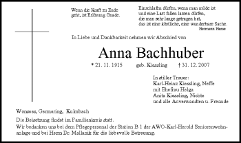 Anzeige von Anna Bachhuber von MGO