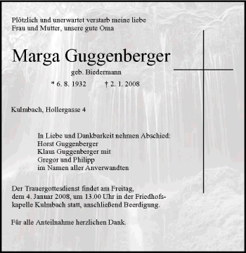 Anzeige von Marga Guggenberger von MGO