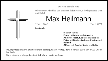 Anzeige von Max Heilmann von MGO