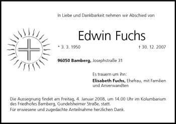 Anzeige von Edwin Fuchs von MGO