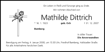 Anzeige von Mathilde Dittrich von MGO