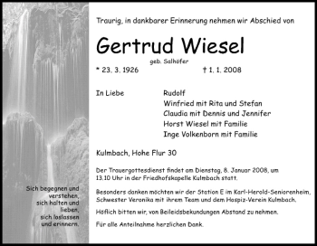 Anzeige von Gertrud Wiesel von MGO