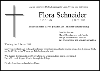 Anzeige von Flora Schneider von MGO