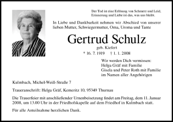 Anzeige von Gertrud Schulz von MGO