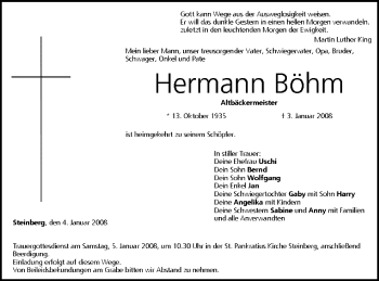 Anzeige von Hermann Böhm von MGO