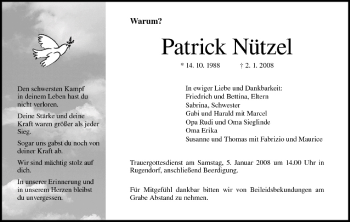 Anzeige von Patrick Nützel von MGO