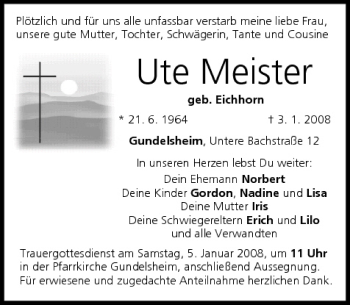 Anzeige von Ute Meister von MGO