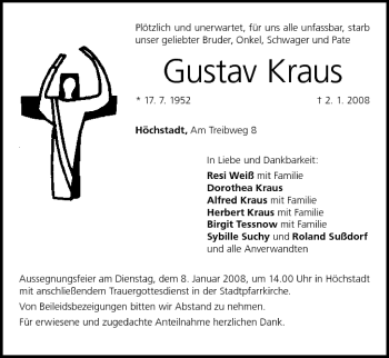 Anzeige von Gustav Kraus von MGO