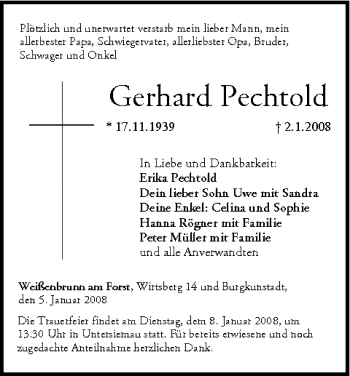 Anzeige von Gerhard Pechtold von MGO