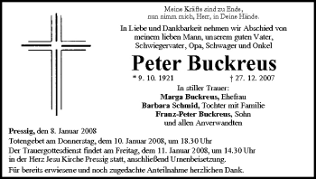 Anzeige von Peter Buckreus von MGO