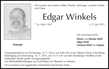 Anzeige von Edgar Winkels von MGO
