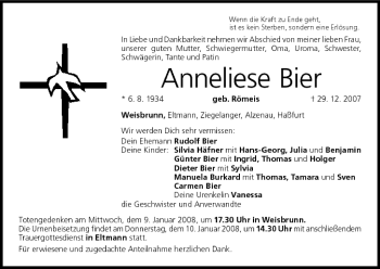 Anzeige von Anneliese Bier von MGO