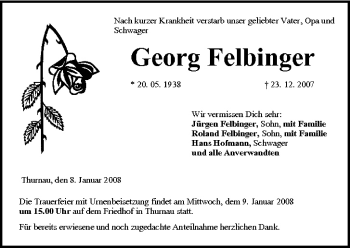 Anzeige von Georg Felbinger von MGO