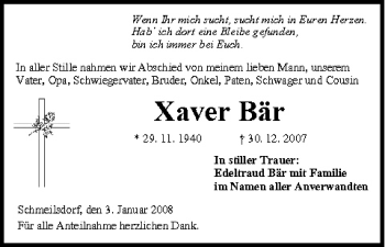 Anzeige von Xaver Bär von MGO