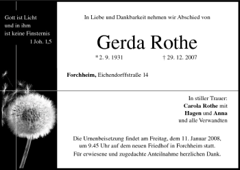 Anzeige von Gerda Rothe von MGO