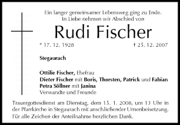 Anzeige von Rudi Fischer von MGO