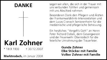 Anzeige von Karl Zohner von MGO