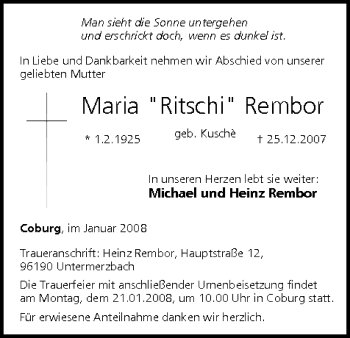 Anzeige von Maria Rembor von MGO